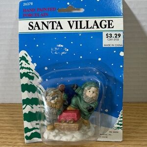 1992 Fabri-Centers of America Christmas Gnome Elf Toy Making Santa Village 26378